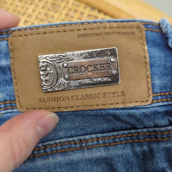 Crocker Embroidered Jean Shorts Women's EU 40 Studded Distressed Medium Blue - Picture 3 of 8